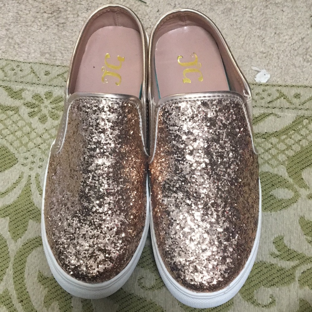 Rose gold slide on shoes. Size 7
